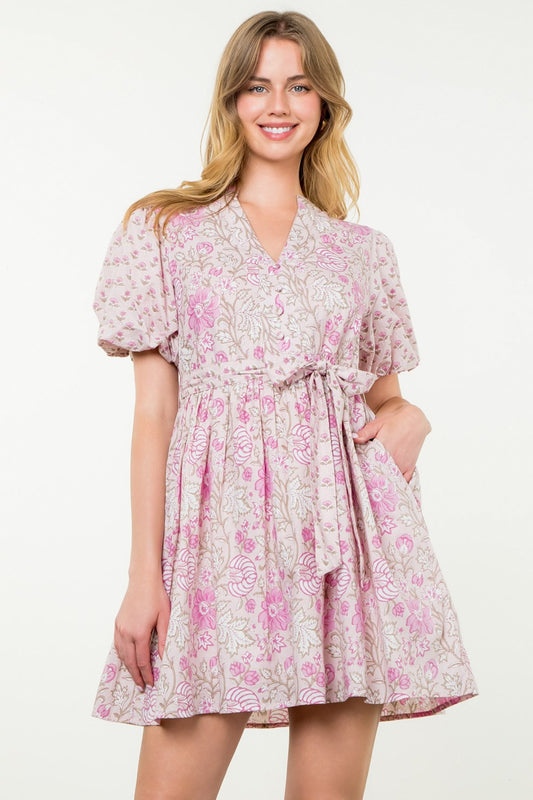 Sweet Dreams Floral Pink Mini Dress