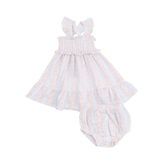 Angel Dear Multi Smocked Ruffle Sundress & Diaper Cover