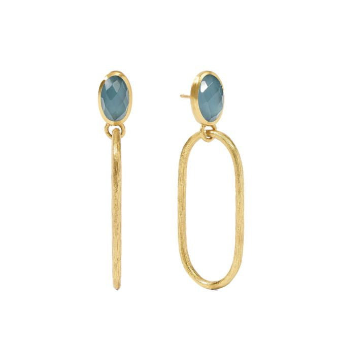 Julie Vos Ivy Statement Earring Iridescent Peacock Blue