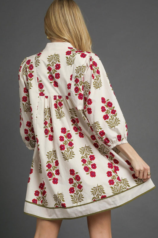 Red Florals Babydoll Dress