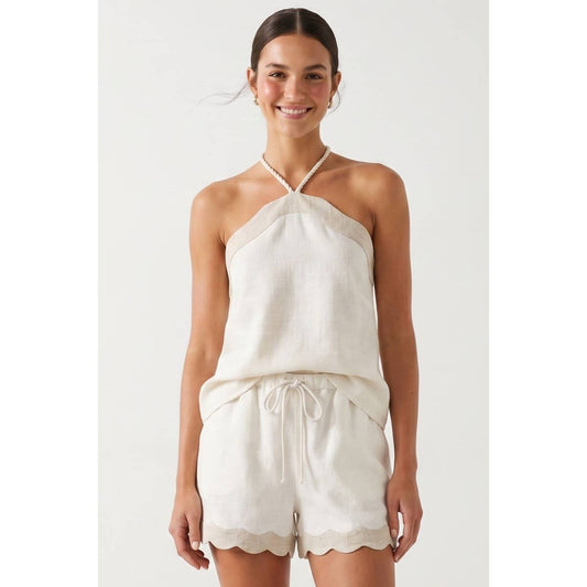 Wavy Linen Halter Top Set