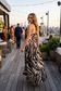 Ruched Animal Print Maxi Dress With Tie Back Detail