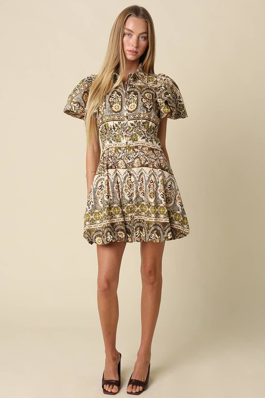 Autumn in Capri Gingham Bubble Mini Dress
