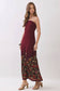 Border Floral Strapless Maxi Dress In Crimson