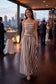 Stripe Ruche Strapless Maxi Dress