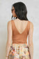 V Neck Double Faced Top in Clay