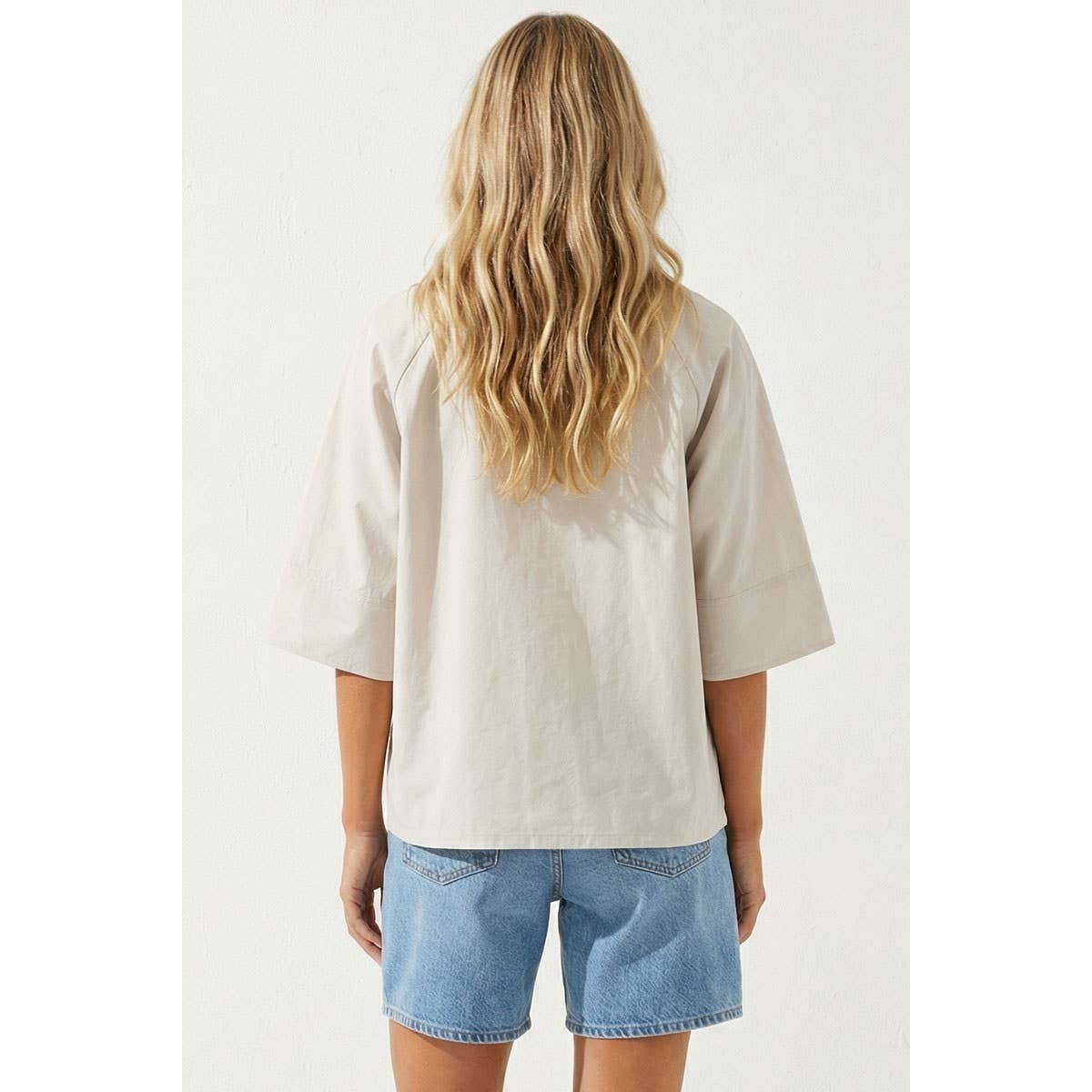 Boxy Half Sleeve Button Up Shirt