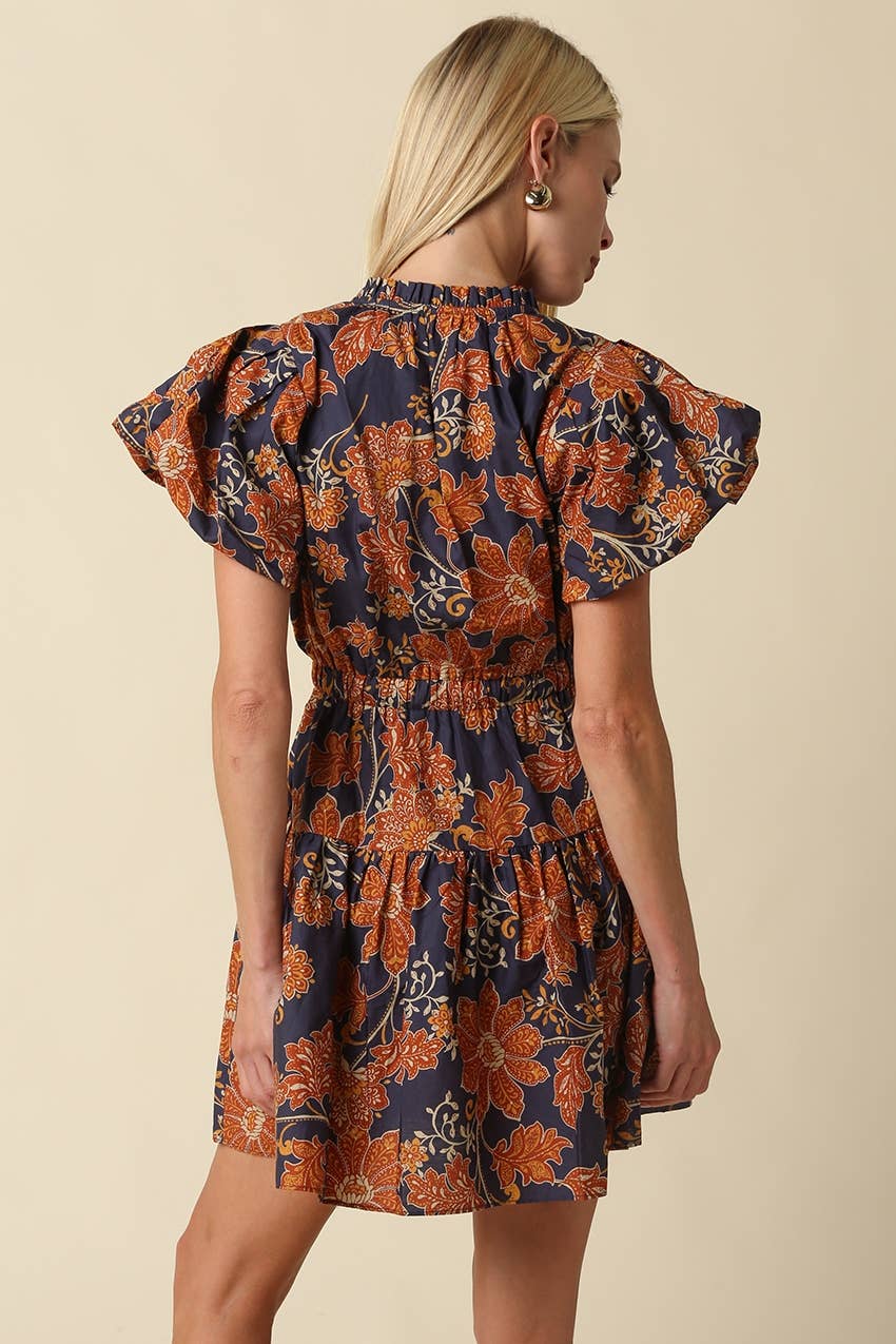 Sienna Bloom Bubble Sleeve Printed Mini Dress
