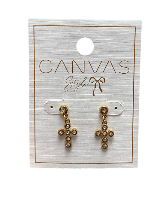 Elizabeth Pave Cross Drop Earrings