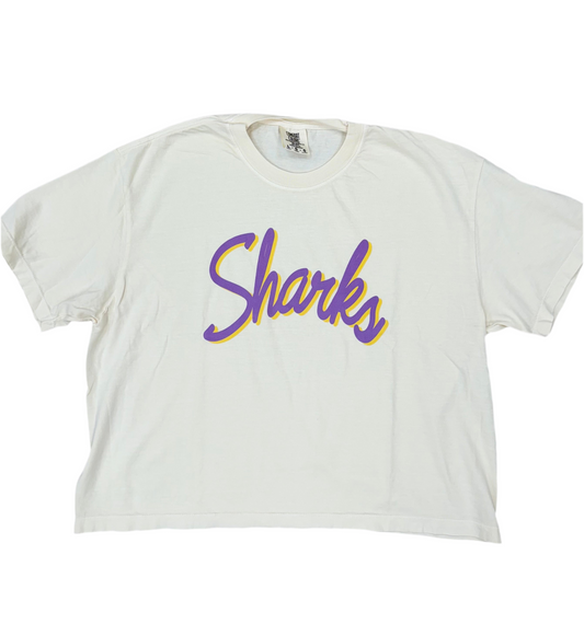 Port Saint Joe Sharks Crop Tee in Ivory