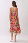 Floral Border Print Tie Strap Midi Dress