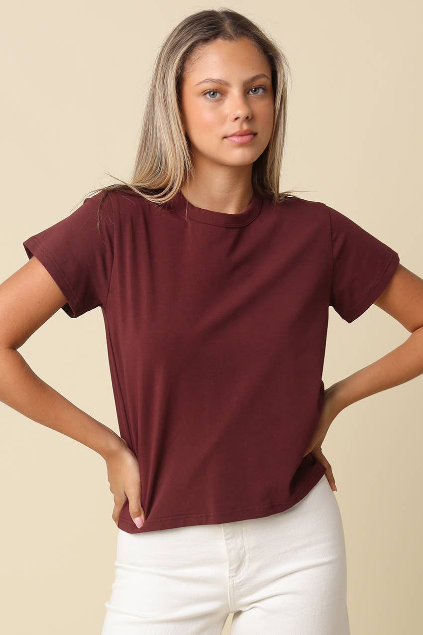 Maia Classic Crewneck T-Shirt in Garnet