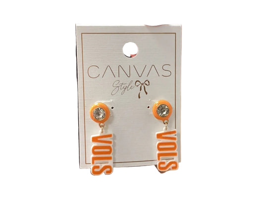 Tennessee Volunteer Resin Block Letter Earrings in Orange