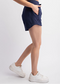 French Terry Long Sleeve Pullover Short Set In Navy