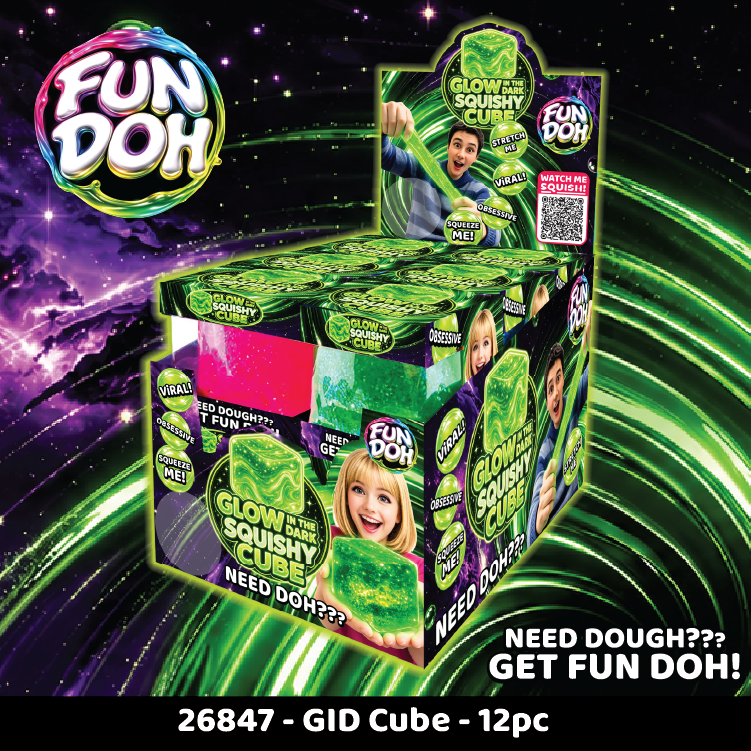 Fun Doh Glow in the Dark Squishy Sparkle Cube