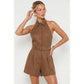 Belted Linen Halter Romper