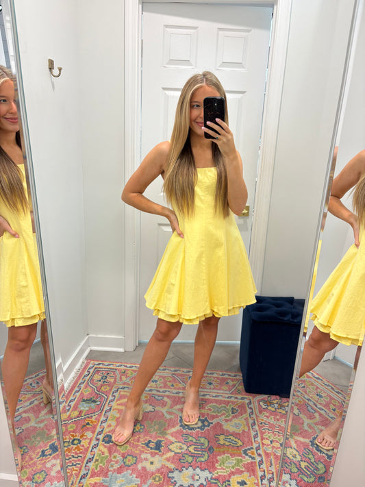 Fit And Flare Dress In Lemon