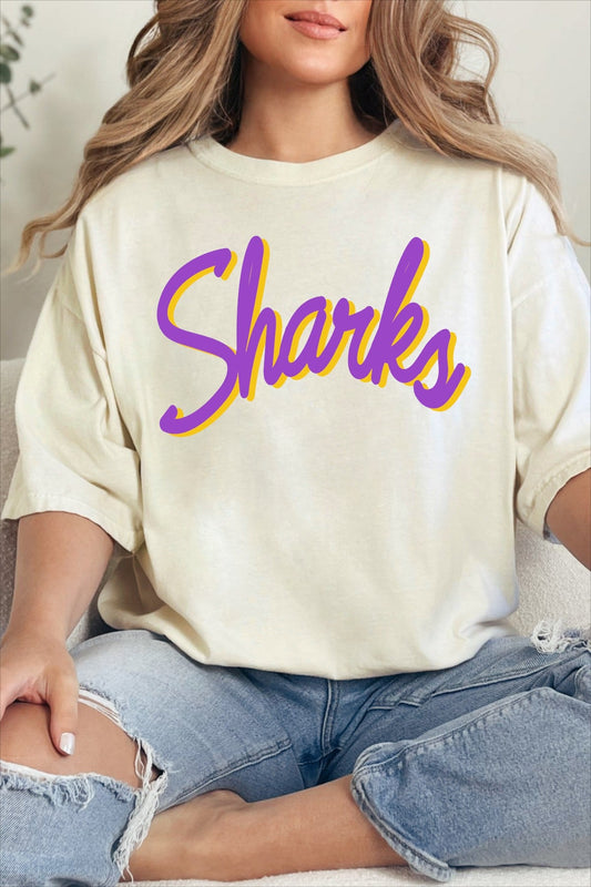 Port Saint Joe Sharks Crop Tee in Ivory