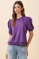 Game Day Crew Neck Short Puff Sleeves Knit Top