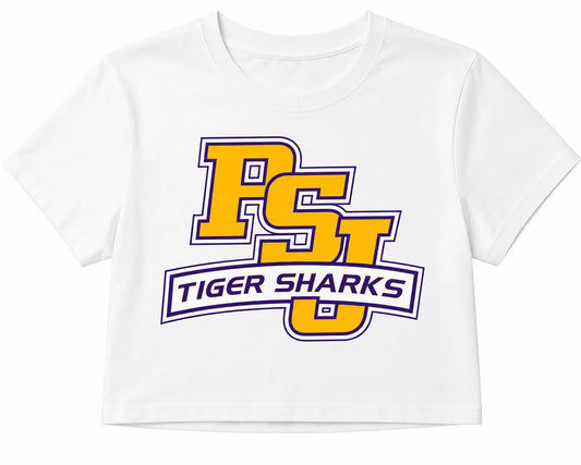 PSJ Tiger Shark Cropped Tee in White