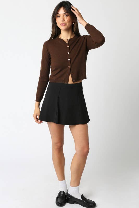 Gianna Knit Cardigan Top in Brown