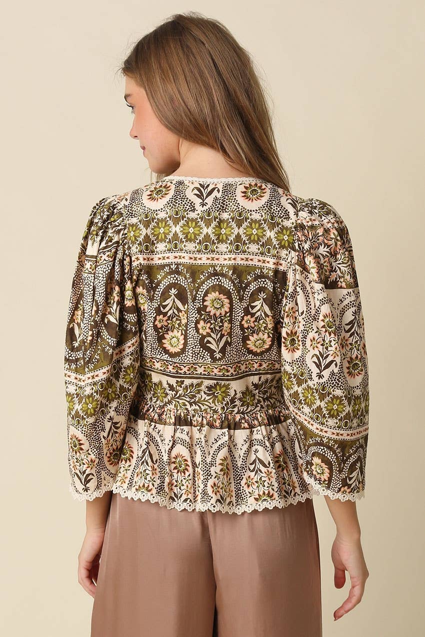 Jaynie Print Peplum Blouse
