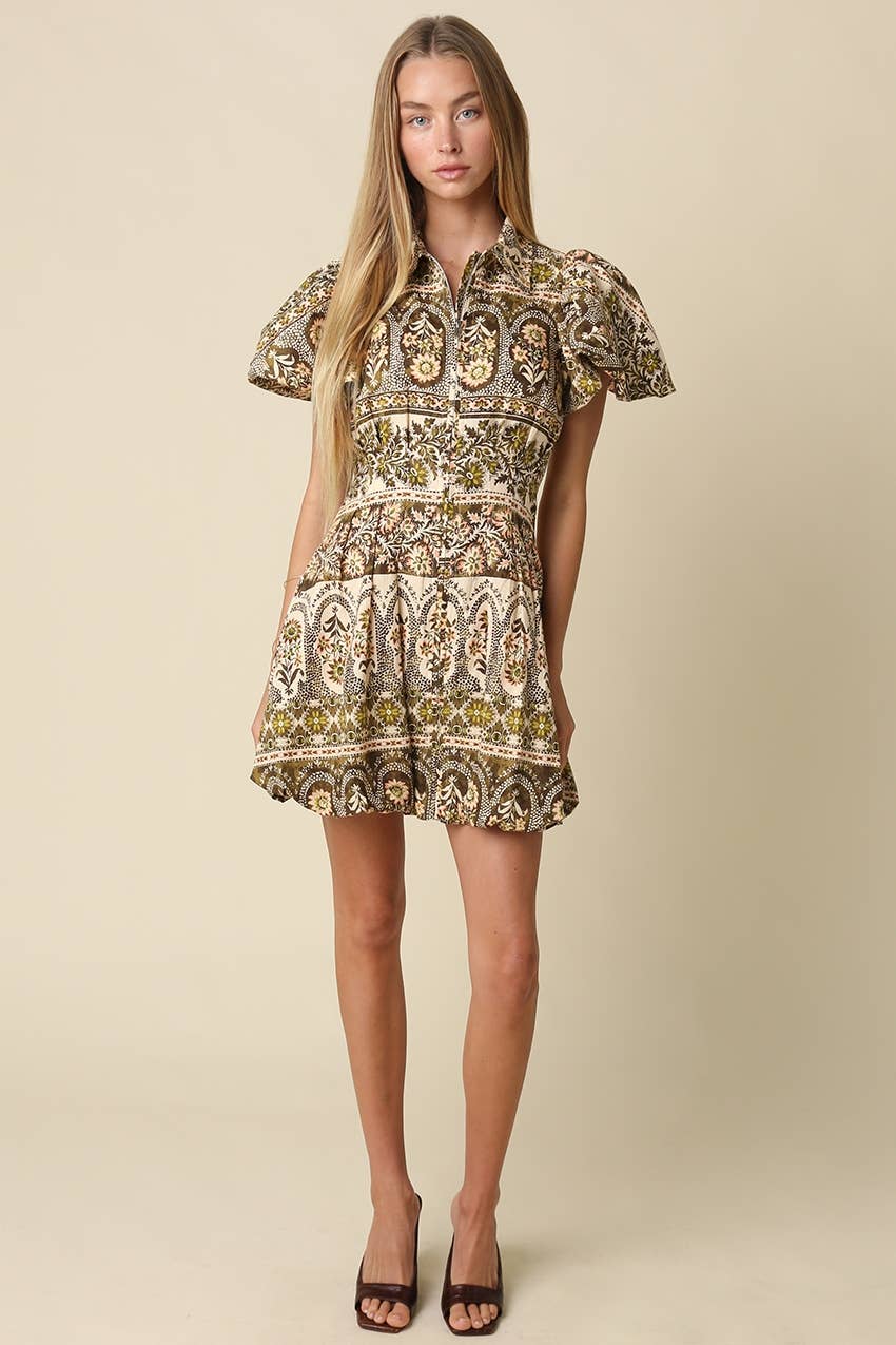 Autumn in Capri Gingham Bubble Mini Dress