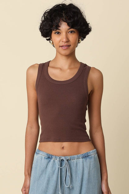 Jane Ribbed Scoop Neck Crop Tank