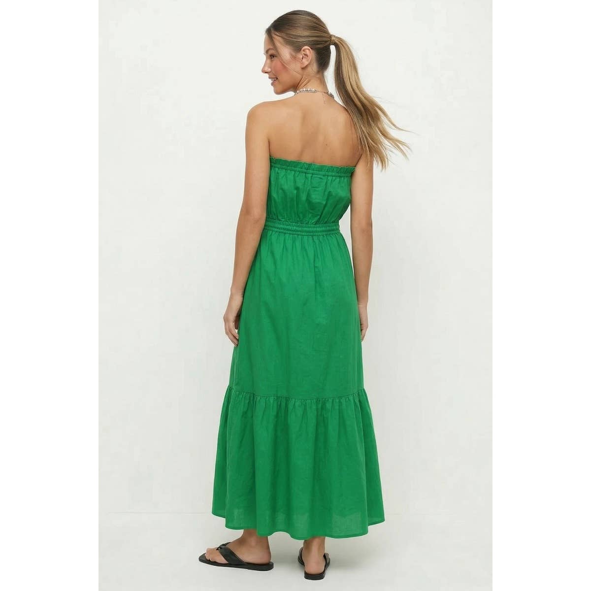 Strapless Drawstring Waist Maxi Dress