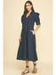 Pleated A Line Dress In Deep Navy