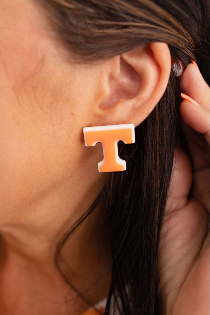 Orange and White Power T Studs