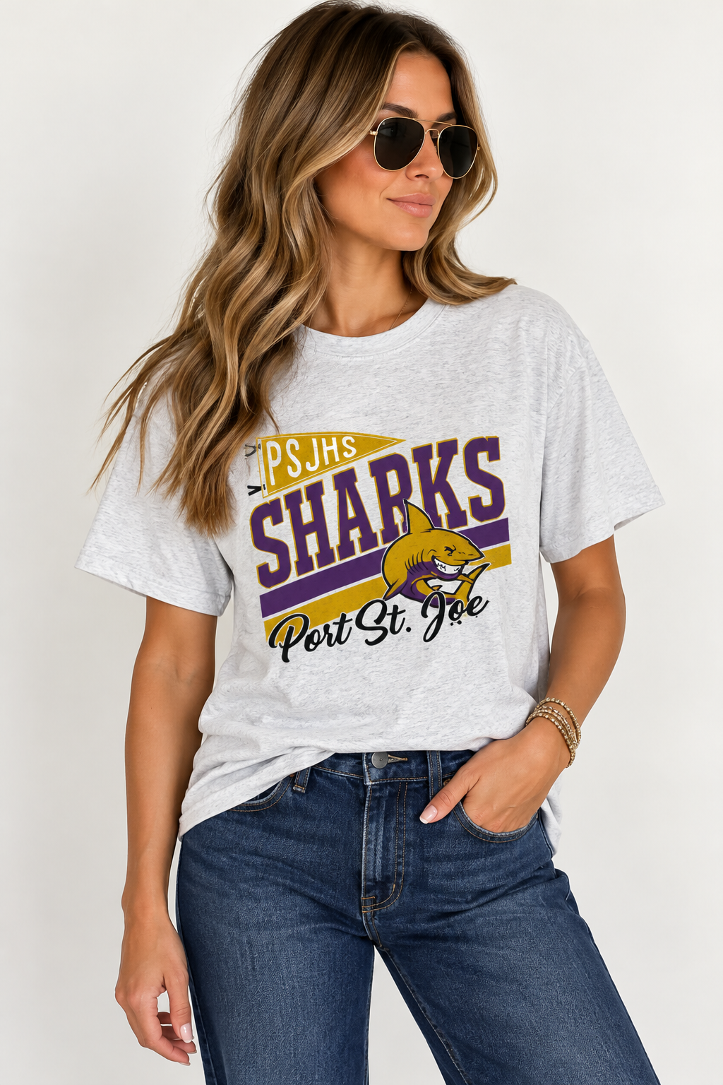 Pennant Shark Spirit Tee in Gray