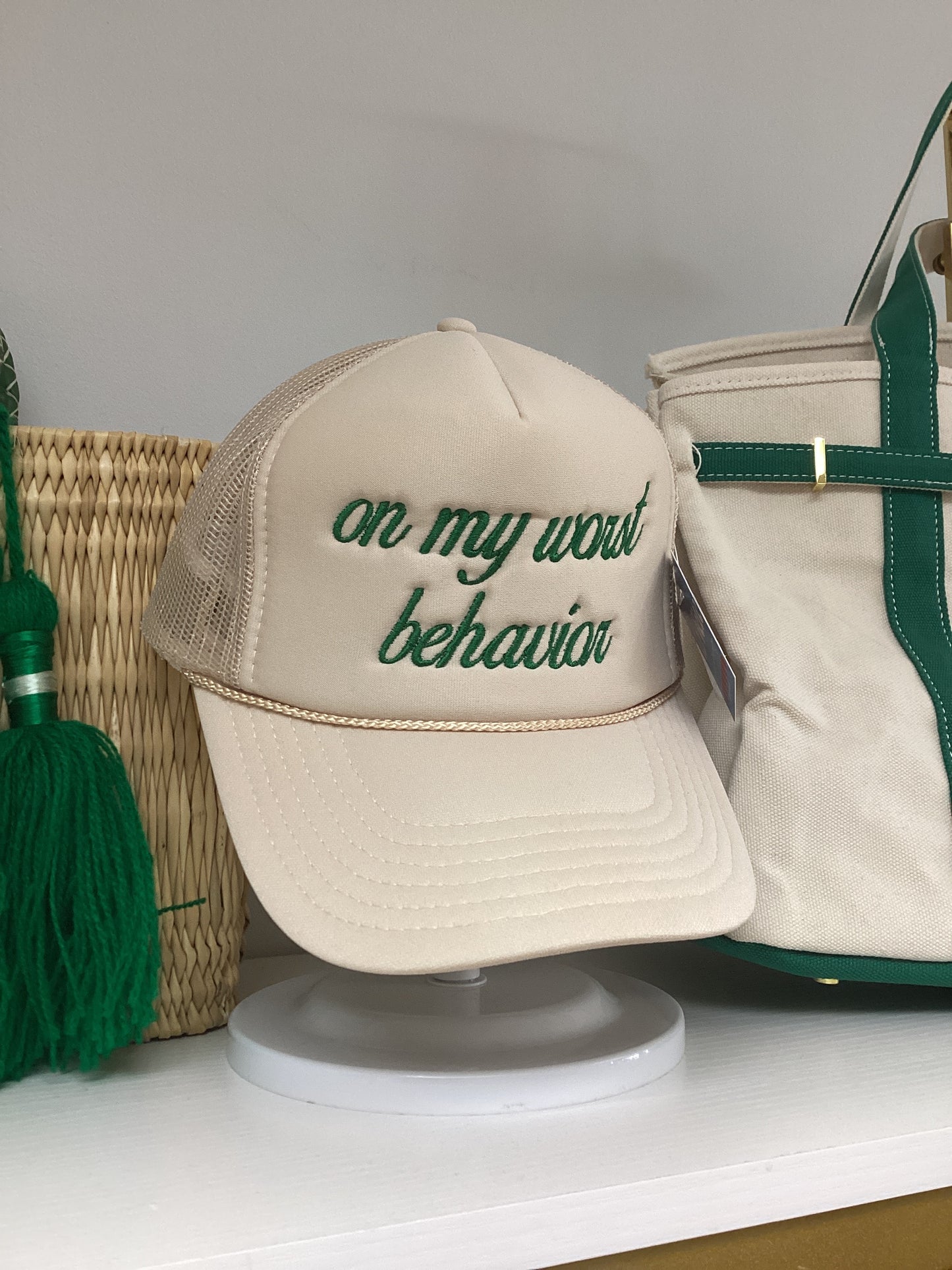 On My Worst Behavior Trucker Hat