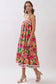Floral Border Print Tie Strap Midi Dress