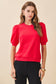 Game Day Crew Neck Short Puff Sleeves Knit Top