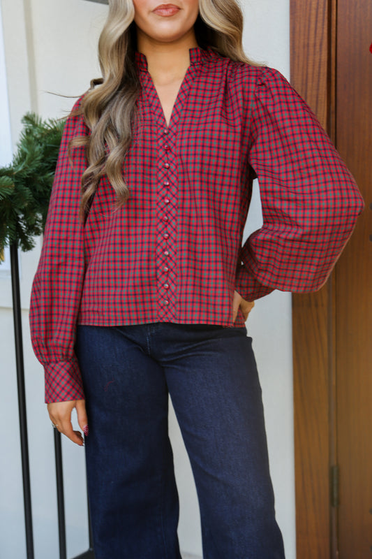 Christmas Dinner Button Down Blouse