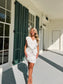 It’s Bid Day Ruffle Cutout Mini Dress In White