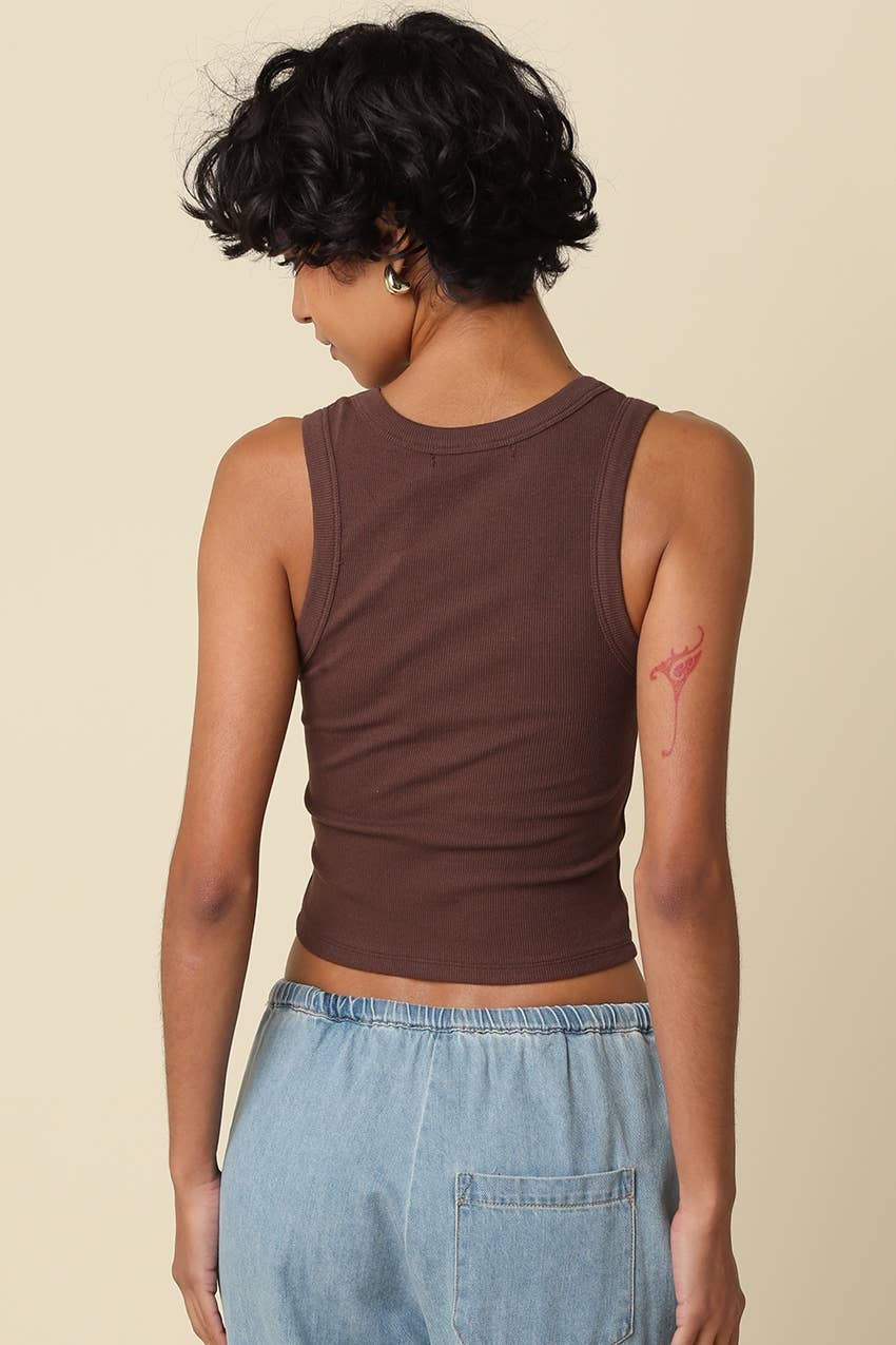 Jane Ribbed Scoop Neck Crop Tank
