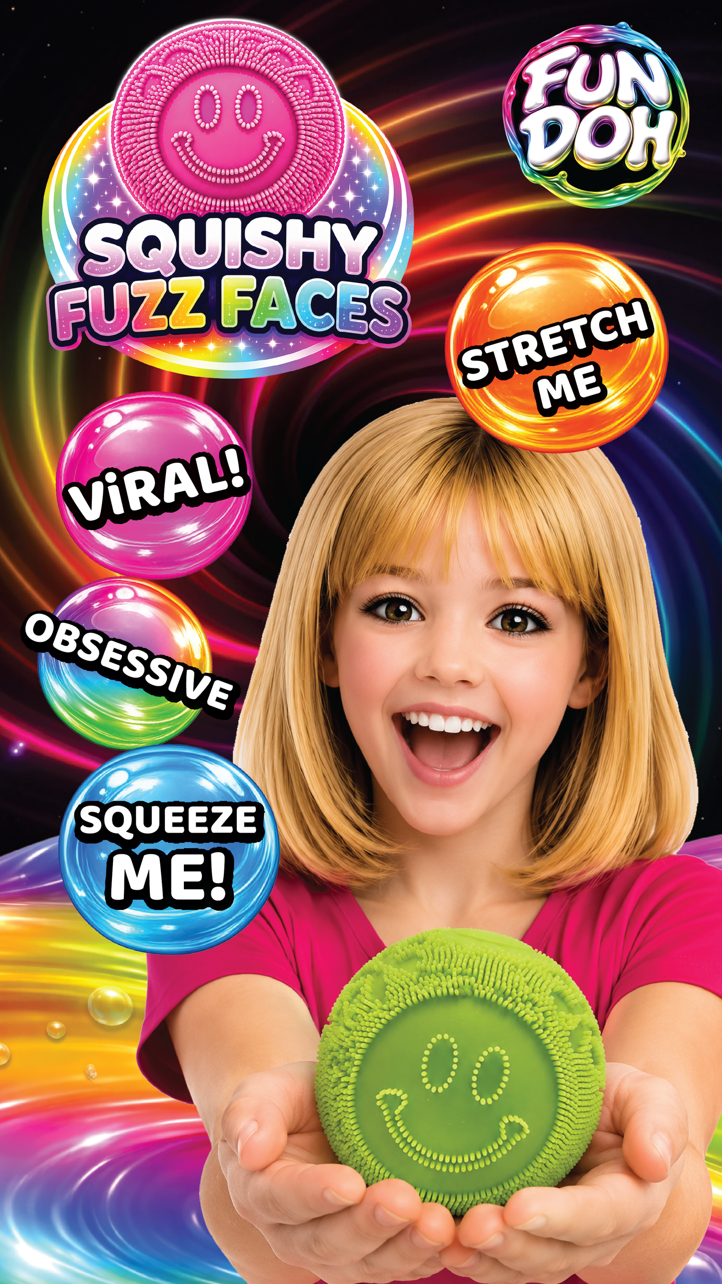 Fun Doh Fuzzy Face Squishy Sensory Toy Variety