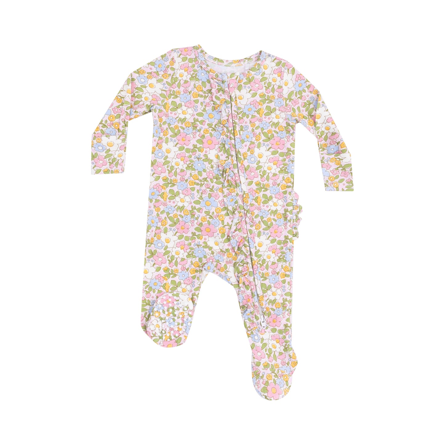 Angel Dear Bubbly Baby Calico 2 Way Ruffle Zipper Footie