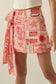 Tropical-Print Side-Tie Wrap Mini Skort