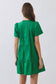 Front Button-Down Pleated Detail Ruffle Mini Dress