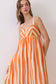 Stripe Empire Waist Midi Dress in Orange Stripe
