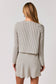 Round Neck Woven Strip Cardigan in Cream/Black