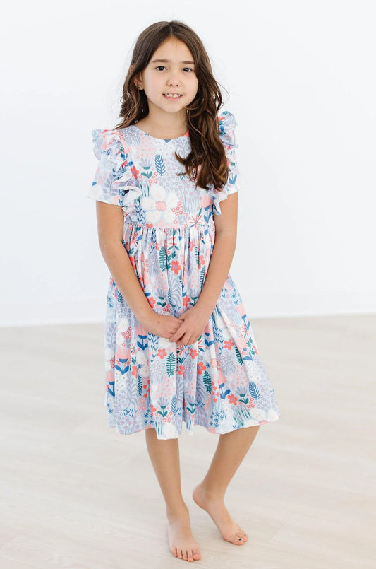 Mila and Rose Field Of Flowers S/S Ruffle Twirl Dress