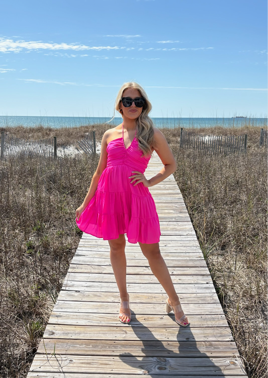 Girls Just Wanna Have Sun Dress In Shocking Pink