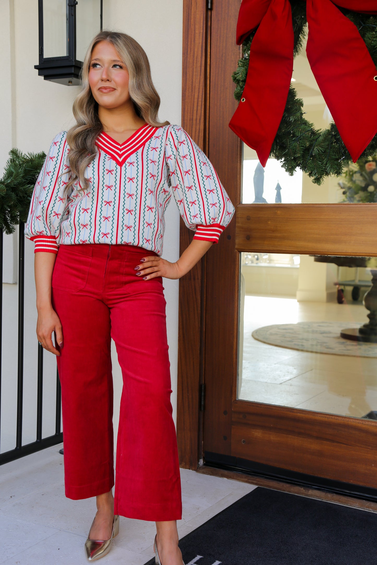 Mary Square Bow Faith Sweater