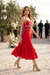 Between the Hedges Midi Dress in Red/Black