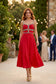Between the Hedges Midi Dress in Red/Black