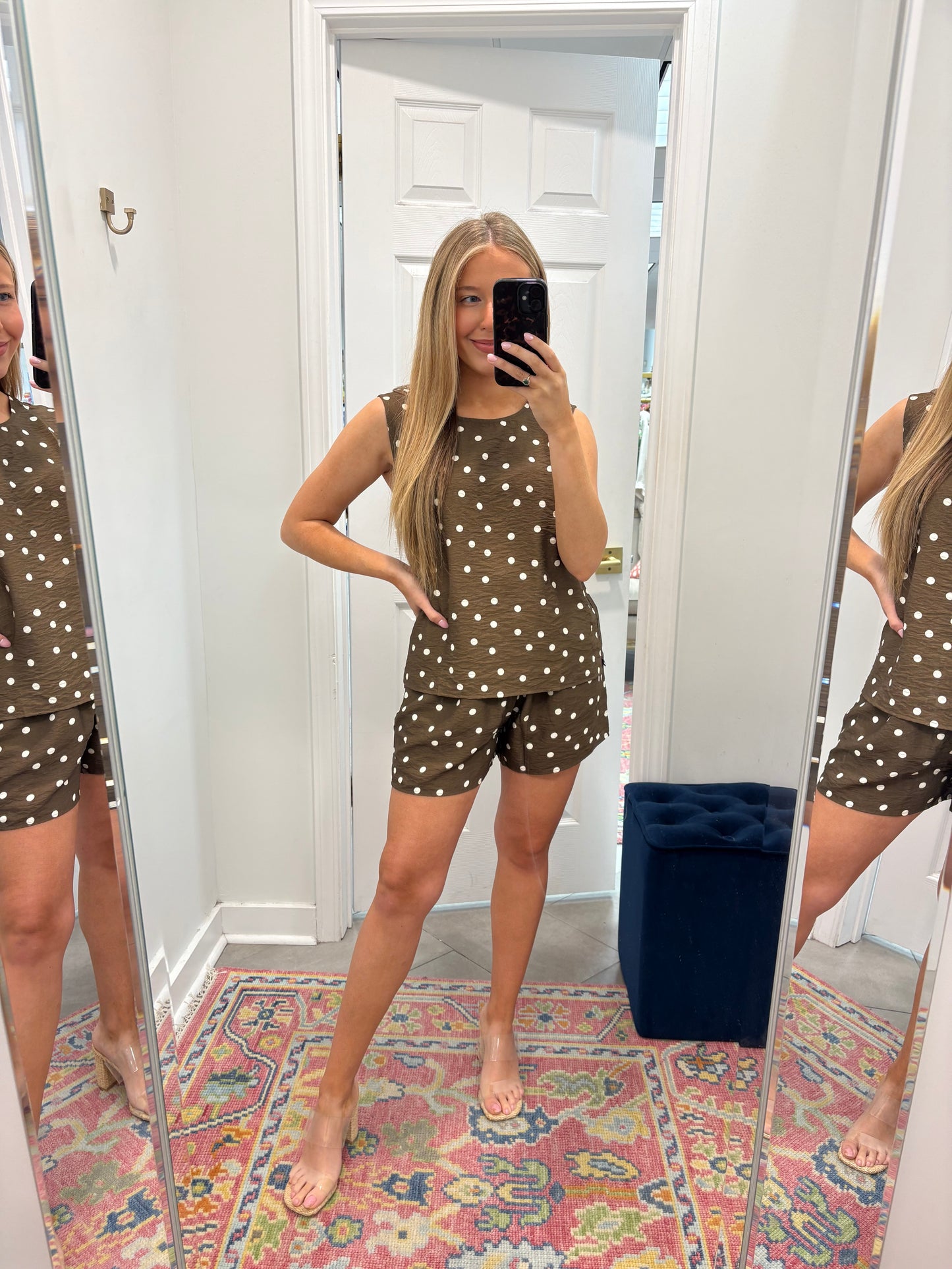 Brown Polka Dot Short Set